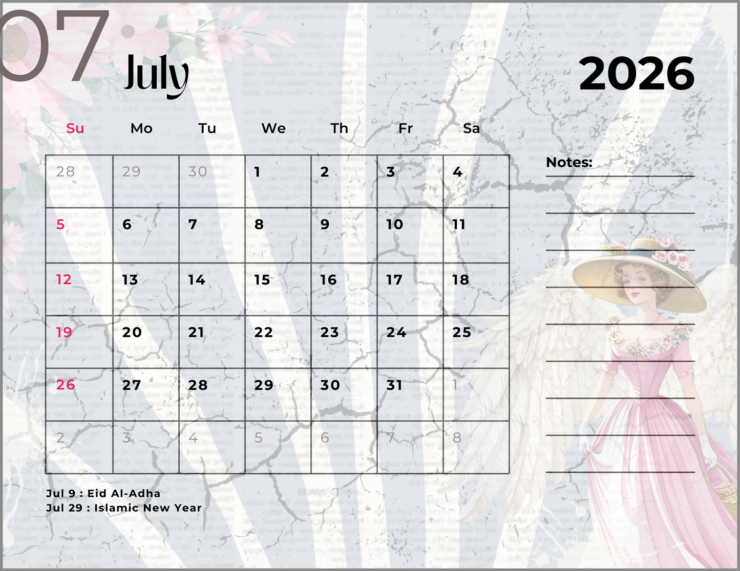 2026 Spring Garden Themed Calendar