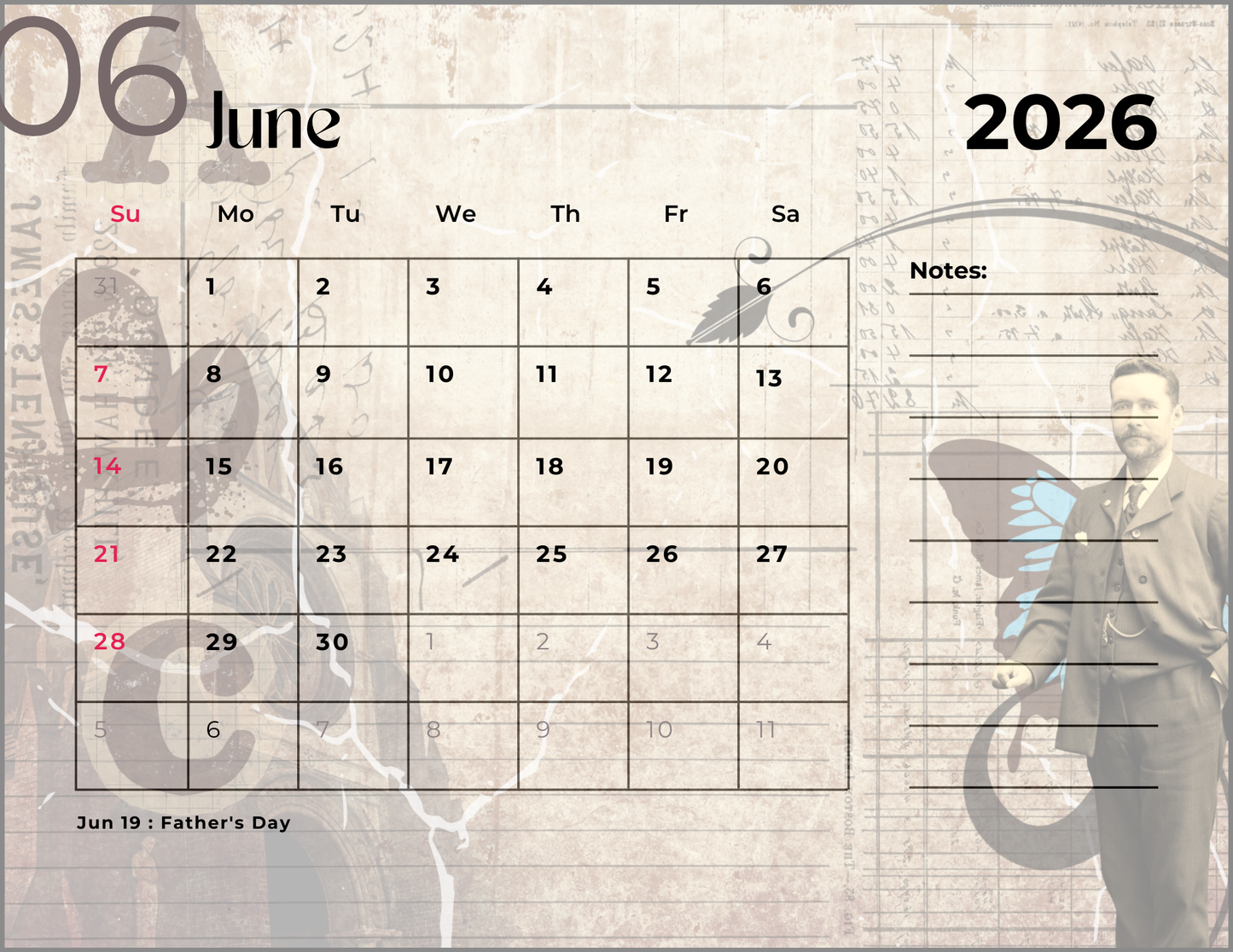 2026 Spring Garden Themed Calendar