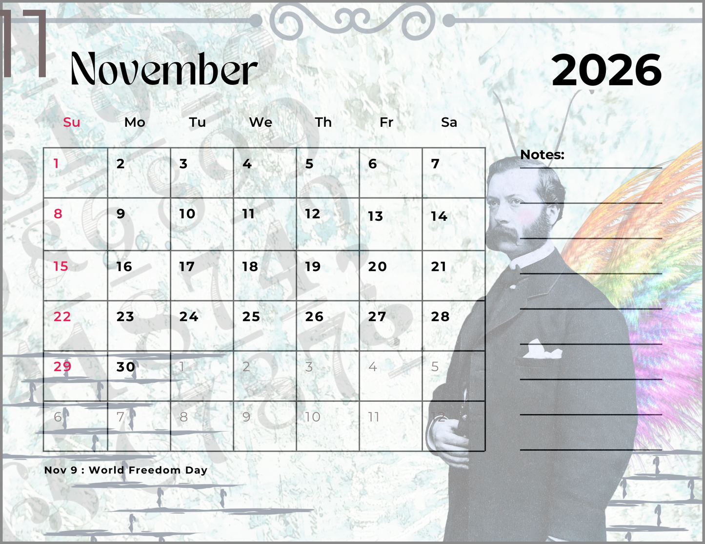 2026 Spring Garden Themed Calendar