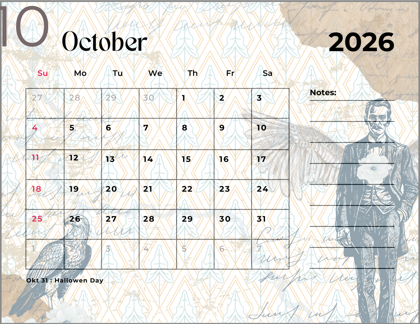 2026 Spring Garden Themed Calendar