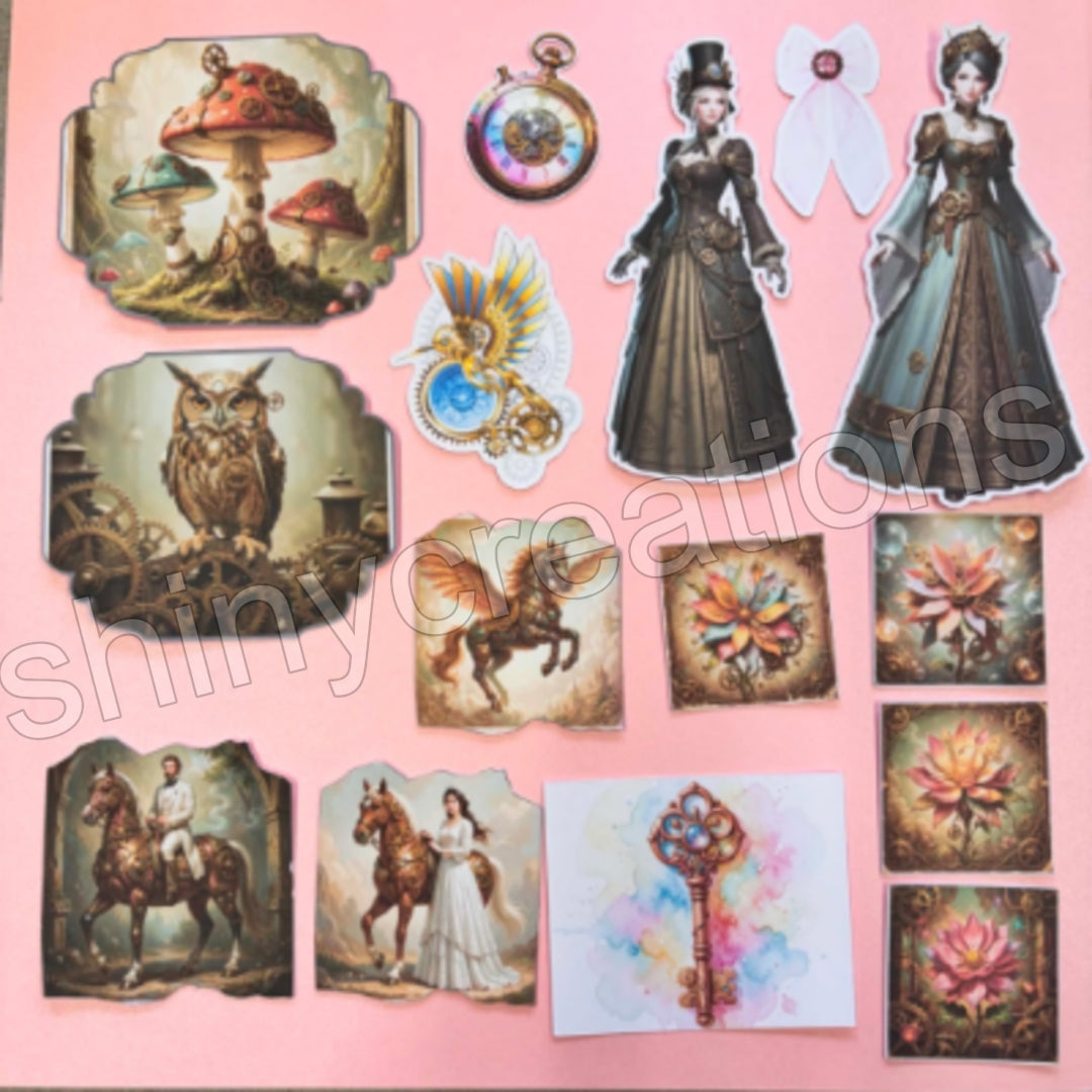 Shiny Creations 32 pc Victorian Steampunk Ephemera Pack