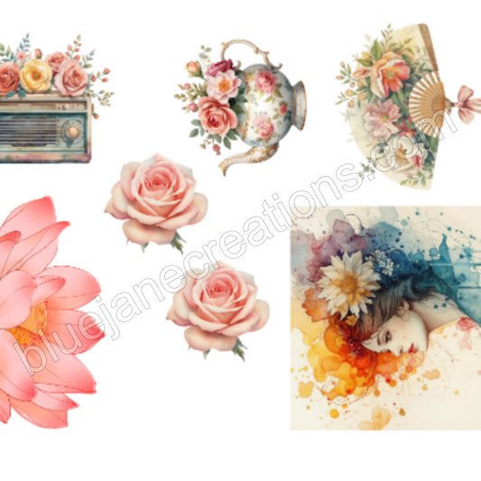 Elegant Ladies Washi Tape Sticker Sheet - Set of 2