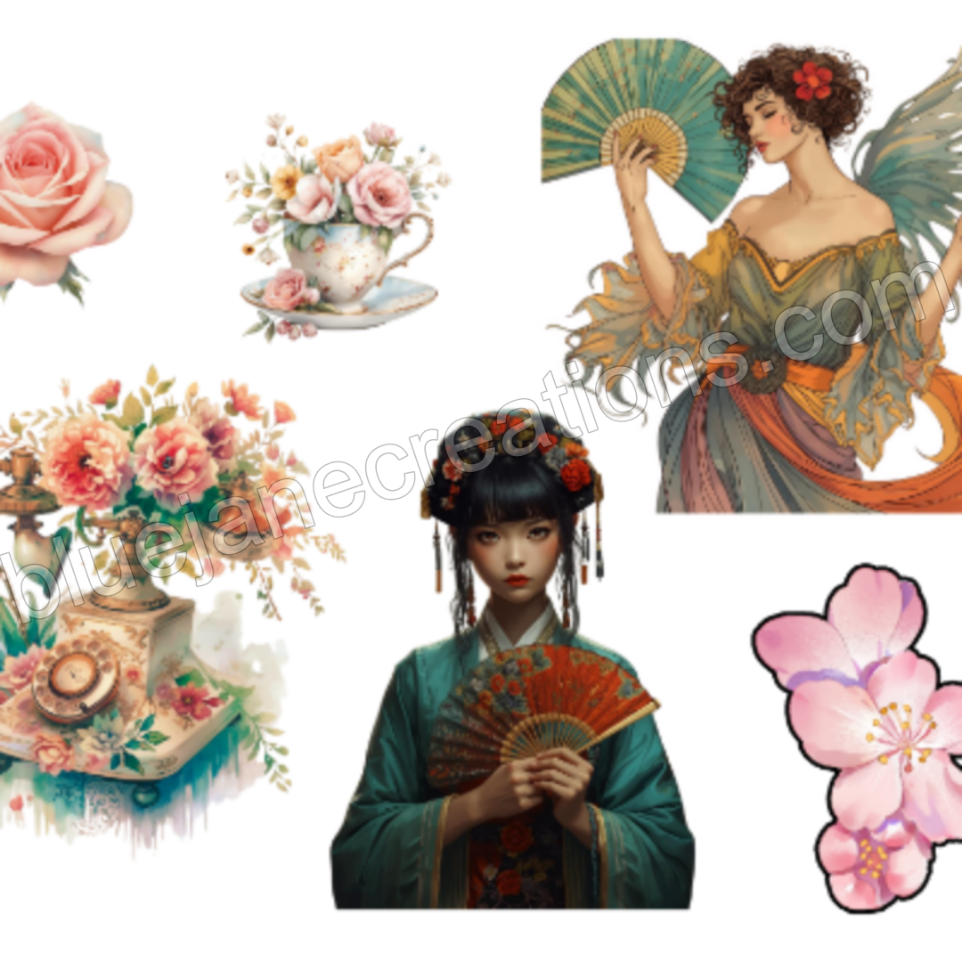 Elegant Ladies Washi Tape Sticker Sheet - Set of 2