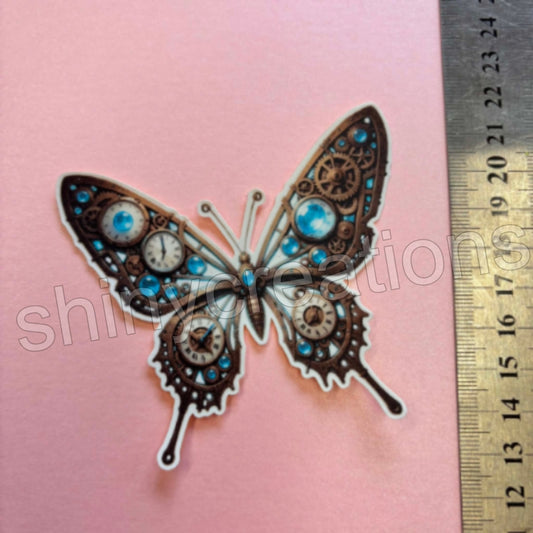 Shiny Creations Extra Large Victorian Steampunk Sticker - Steampunk Butterfly